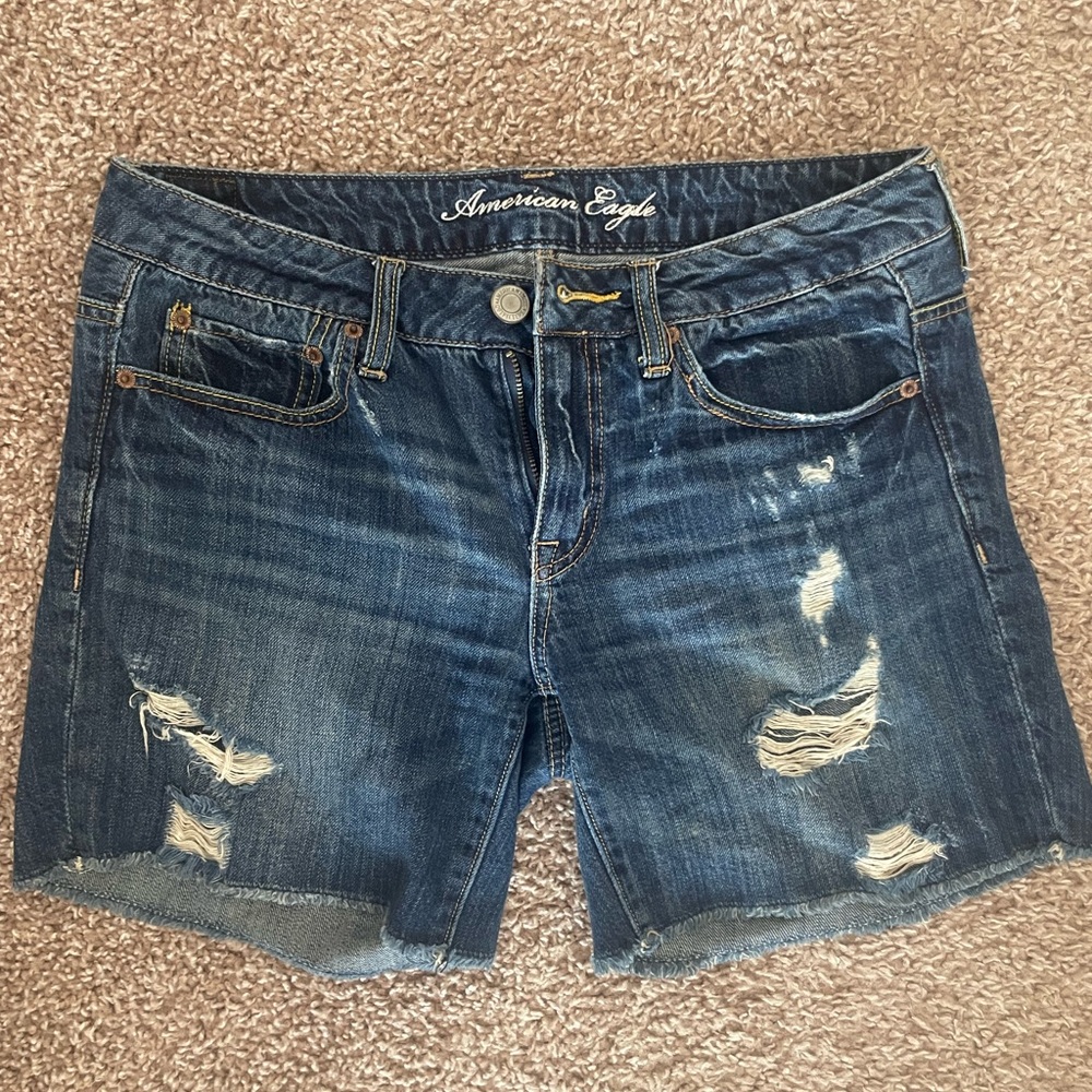 American Eagle Live your life distressed denim shorts blue jean sz 4